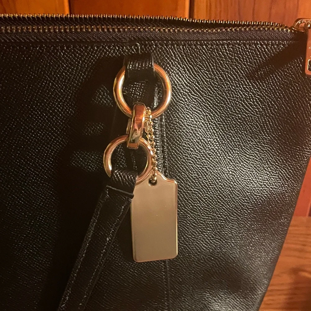 Coach Black Leather Tote with Gold-Tone Hardware - Picture 3 of 16